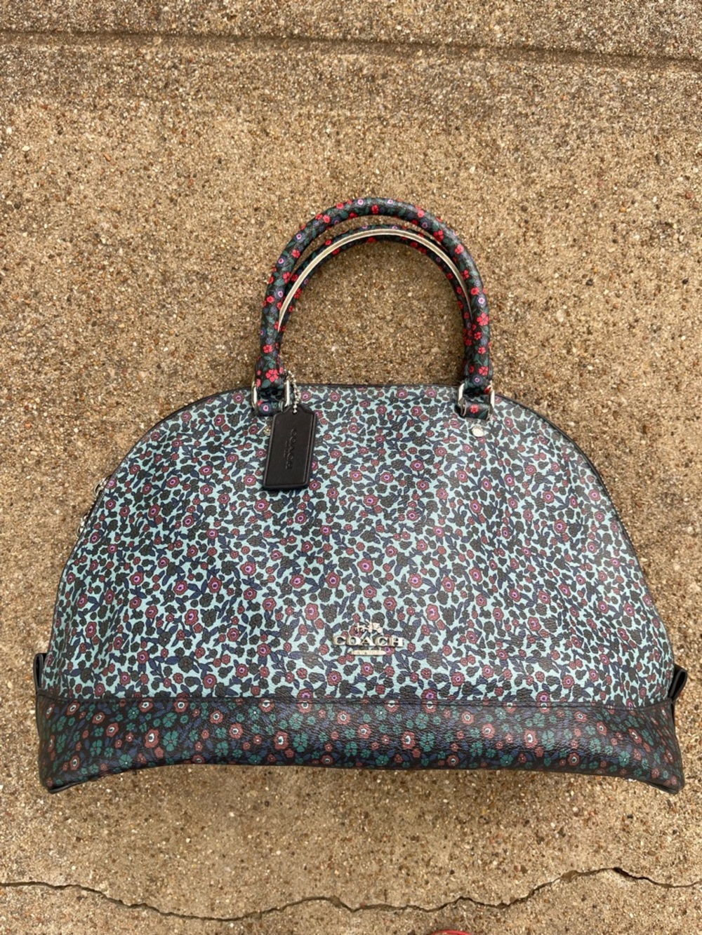 Coach Leather Floral Dome Satchel (No Strap)